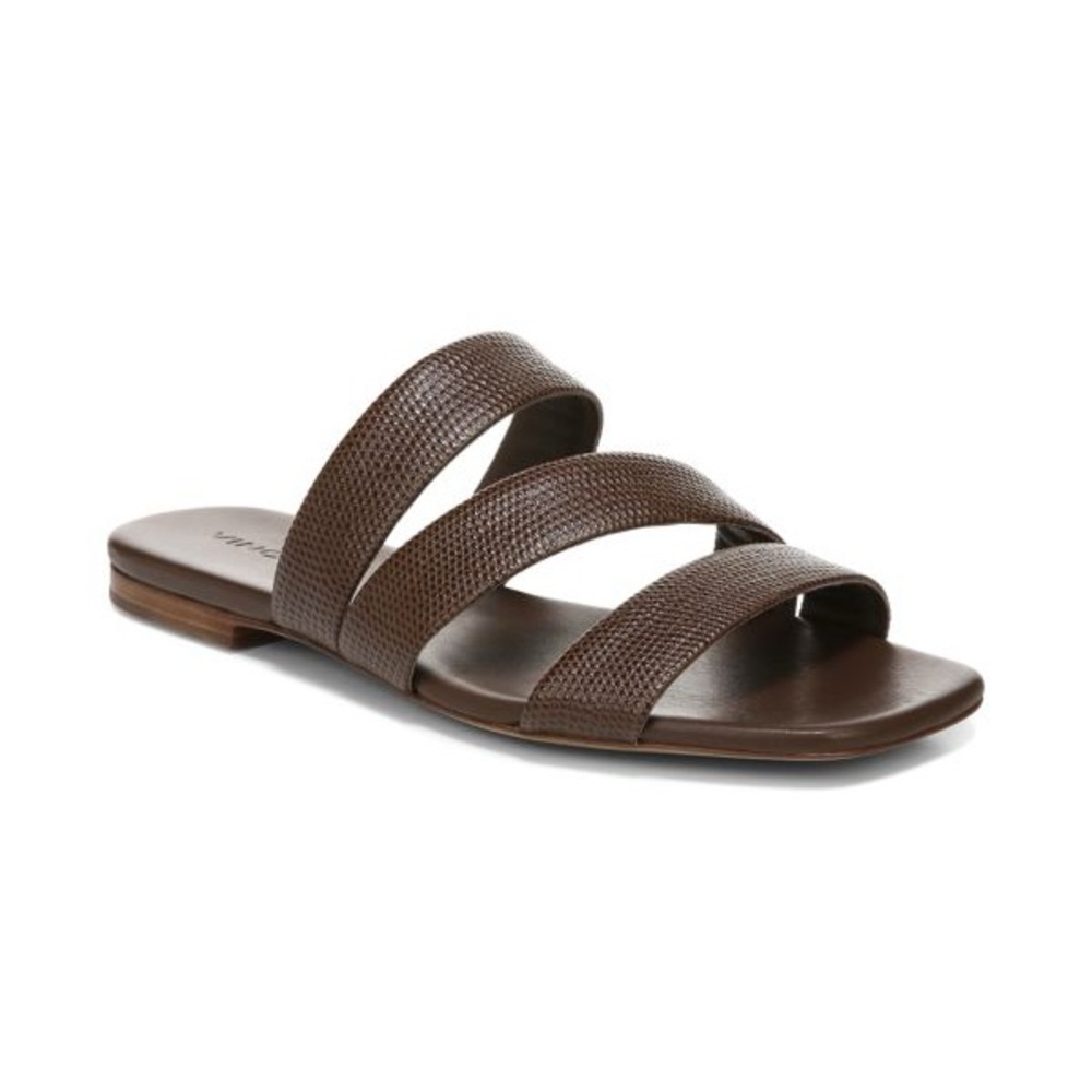Vince Brown Triple-Strap Slide Sandals - Picture 12 of 13
